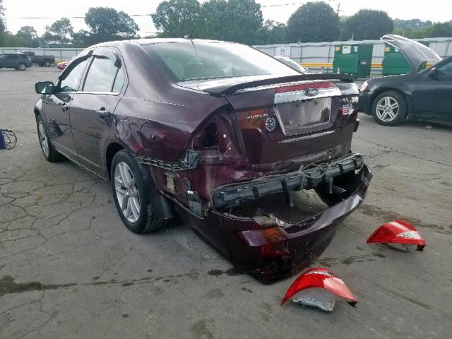 3FAHP0JA2CR282920 - 2012 FORD FUSION SEL MAROON photo 3