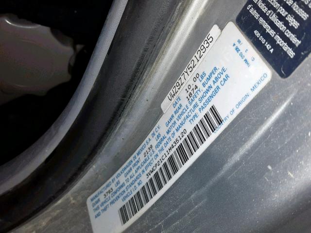 3VWCP21C11M435120 - 2001 VOLKSWAGEN NEW BEETLE ვერცხლისფერი ფოტო 10