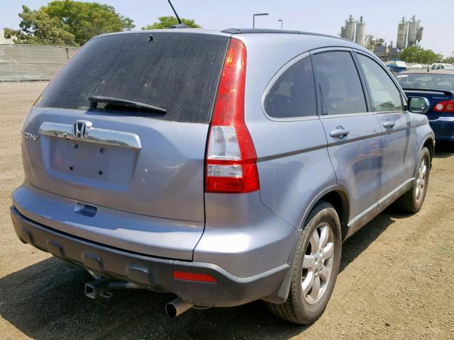 JHLRE48728C045715 - 2008 HONDA CR-V EXL BLUE photo 4