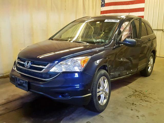 5J6RE4H76BL002574 - 2011 HONDA CR-V EXL BLUE photo 2