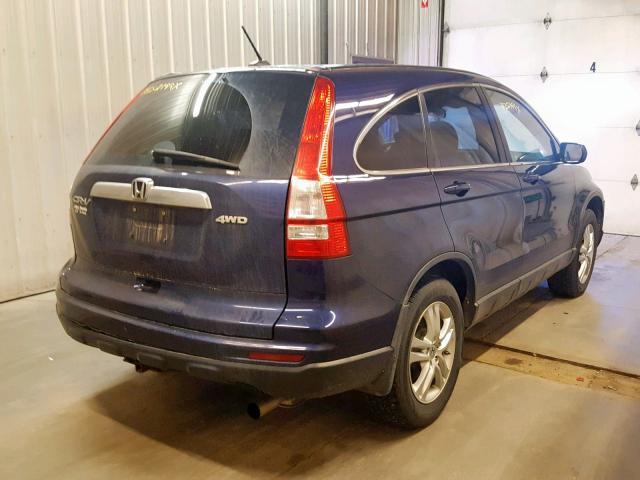 5J6RE4H76BL002574 - 2011 HONDA CR-V EXL BLUE photo 4