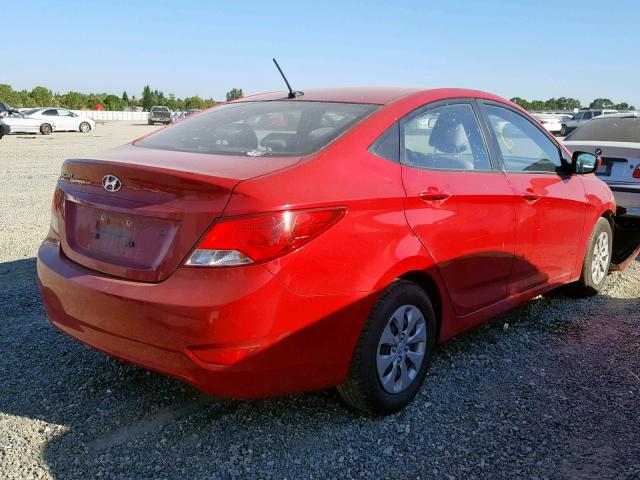 KMHCT4AE9GU067992 - 2016 HYUNDAI ACCENT SE RED photo 4