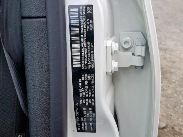 ZACCJBAB7JPH52571 - 2018 JEEP RENEGADE S თეთრი ფოტო 10