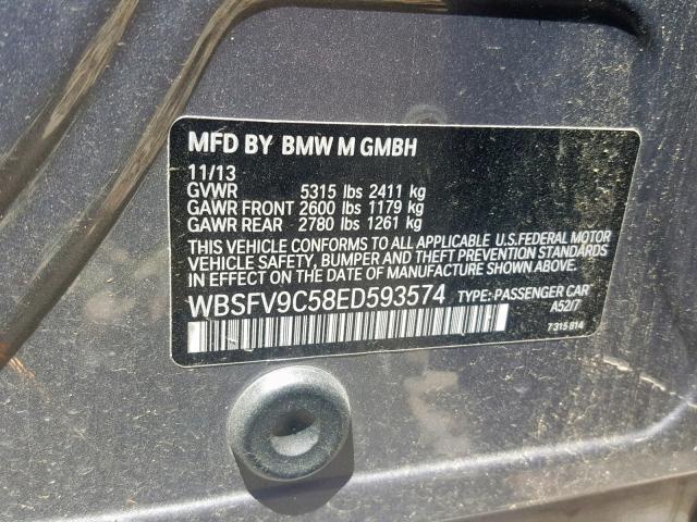 WBSFV9C58ED593574 - 2014 BMW M5 GRAY photo 10