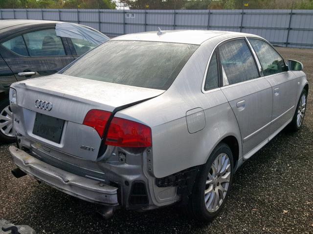 WAUAF78E58A130449 - 2008 AUDI A4 2.0T SILVER photo 4