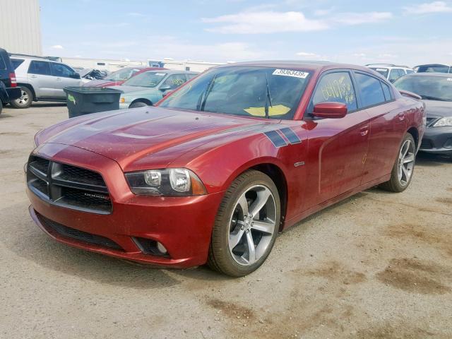 2C3CDXHG4EH219742 - 2014 DODGE CHARGER SX RED photo 2