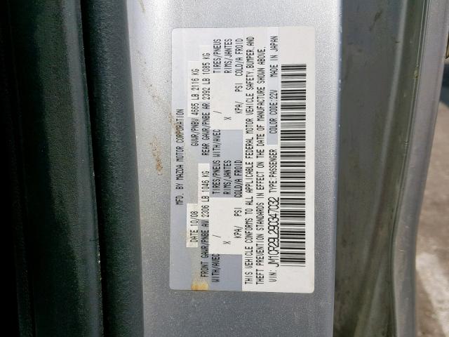 JM1CR29L290347032 - 2009 MAZDA 5 SILVER photo 10