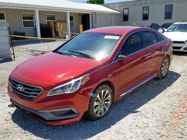 5NPE34AF2GH321879 - 2016 HYUNDAI SONATA SPO RED photo 2