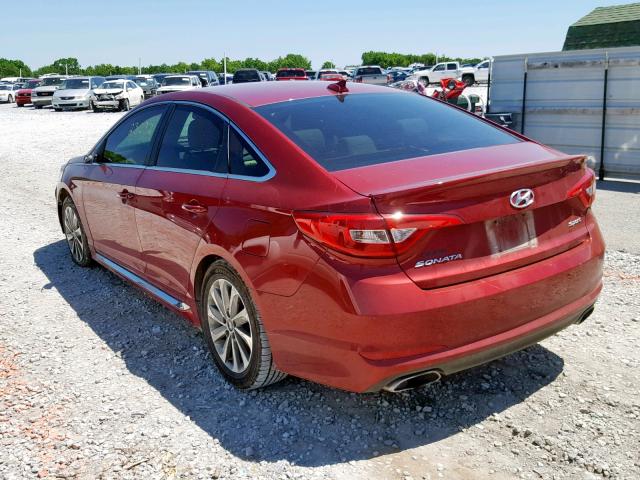 5NPE34AF2GH321879 - 2016 HYUNDAI SONATA SPO RED photo 3