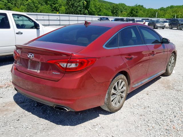 5NPE34AF2GH321879 - 2016 HYUNDAI SONATA SPO RED photo 4