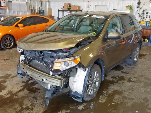 2FMDK3JC4DBC92564 - 2013 FORD EDGE SEL GREEN photo 2