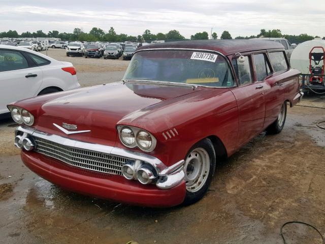 D58L139703 - 1958 CHEVROLET BISCAYNE MAROON photo 2