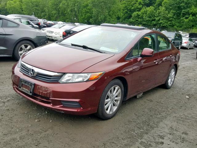 2HGFB2F97CH531493 - 2012 HONDA CIVIC EXL BURGUNDY photo 2