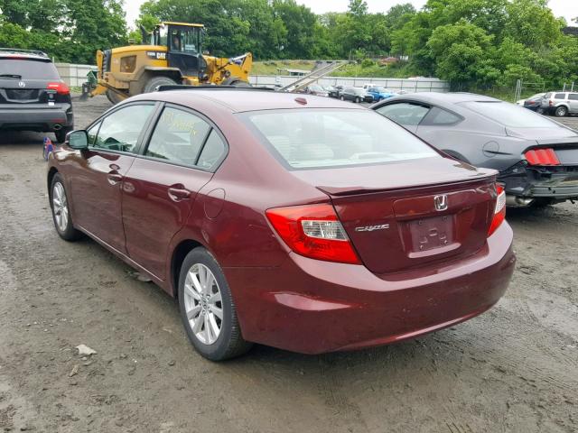 2HGFB2F97CH531493 - 2012 HONDA CIVIC EXL BURGUNDY photo 3