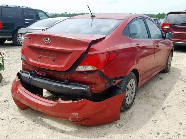 KMHCT4AEXGU987176 - 2016 HYUNDAI ACCENT SE RED photo 4