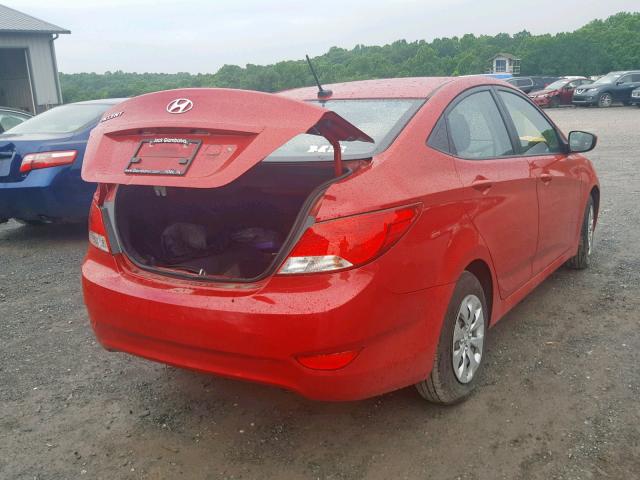 KMHCT4AE6GU955373 - 2016 HYUNDAI ACCENT SE RED photo 4