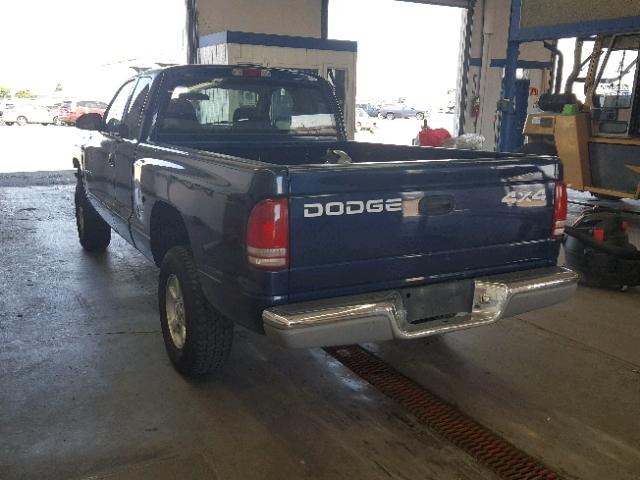 1B7GG42N22S592406 - 2002 DODGE DAKOTA SLT BLUE photo 3