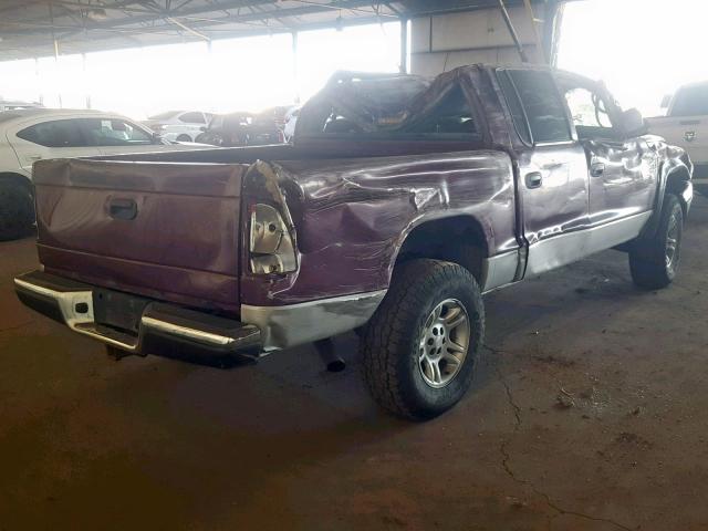 1B7HG2AN11S258487 - 2001 DODGE DAKOTA QUA MAROON photo 4