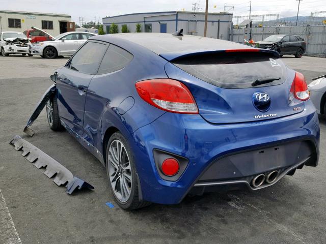 KMHTC6AE4GU302052 - 2016 HYUNDAI VELOSTER T BLUE photo 3