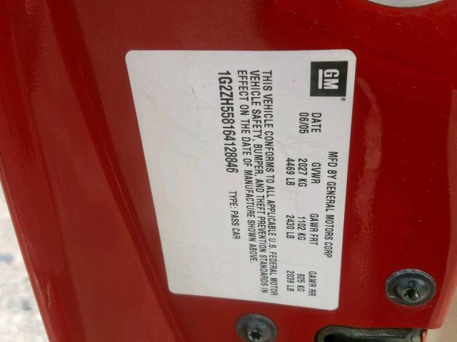 1G2ZH558164128846 - 2006 PONTIAC G6 GT RED photo 10