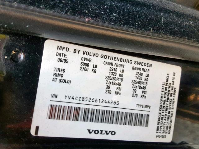 YV4CZ852661244263 - 2006 VOLVO XC90 V8 BLACK photo 10