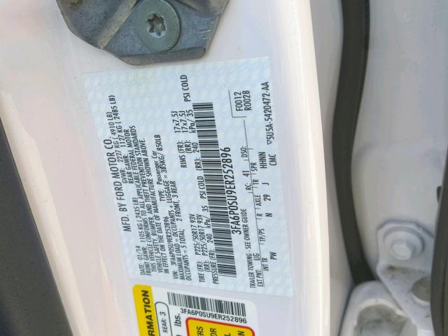 3FA6P0SU9ER252896 - 2014 FORD FUSION TIT WHITE photo 10