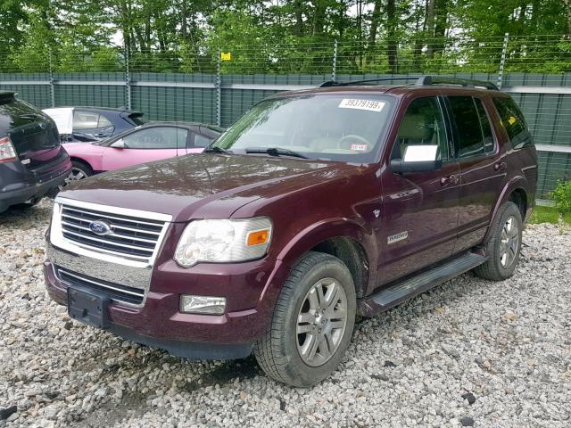 1FMEU75887UA80955 - 2007 FORD EXPLORER L MAROON photo 2