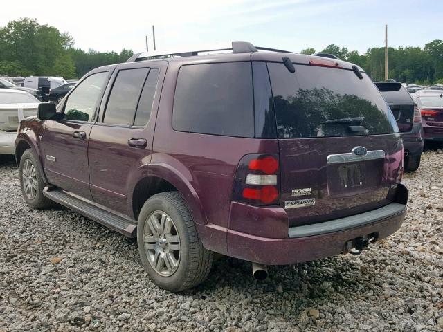 1FMEU75887UA80955 - 2007 FORD EXPLORER L MAROON photo 3