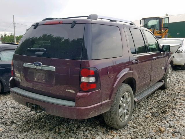 1FMEU75887UA80955 - 2007 FORD EXPLORER L MAROON photo 4