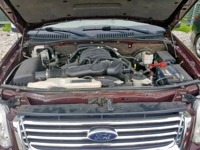 1FMEU75887UA80955 - 2007 FORD EXPLORER L MAROON photo 7