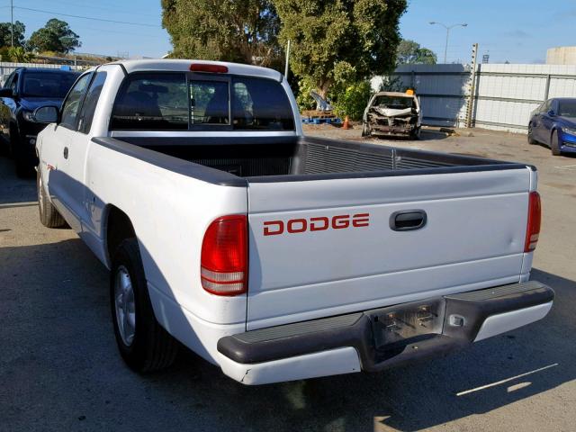 1B7GL22X8WS543752 - 1998 DODGE DAKOTA WHITE photo 3