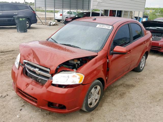 KL1TD56E49B399991 - 2009 CHEVROLET AVEO LS RED photo 2