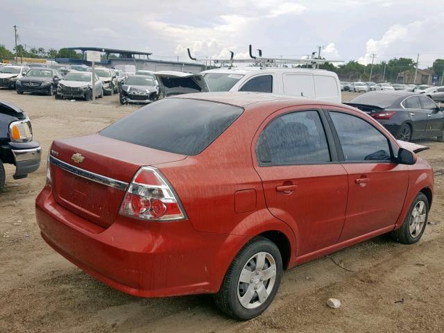 KL1TD56E49B399991 - 2009 CHEVROLET AVEO LS RED photo 4