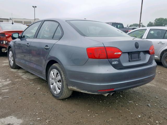 3VW2K7AJ9CM325991 - 2012 VOLKSWAGEN JETTA BASE GRAY photo 3