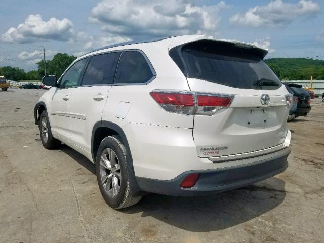 5TDKKRFH9FS054679 - 2015 TOYOTA HIGHLANDER WHITE photo 3