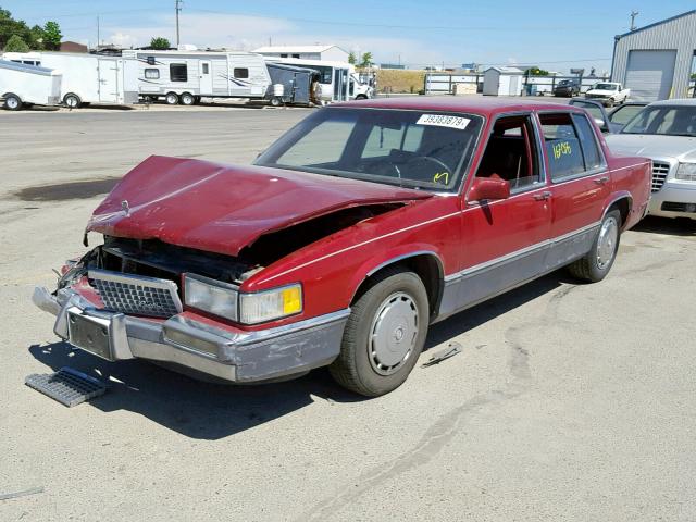 1G6CD5337L4367577 - 1990 CADILLAC DEVILLE RED photo 2