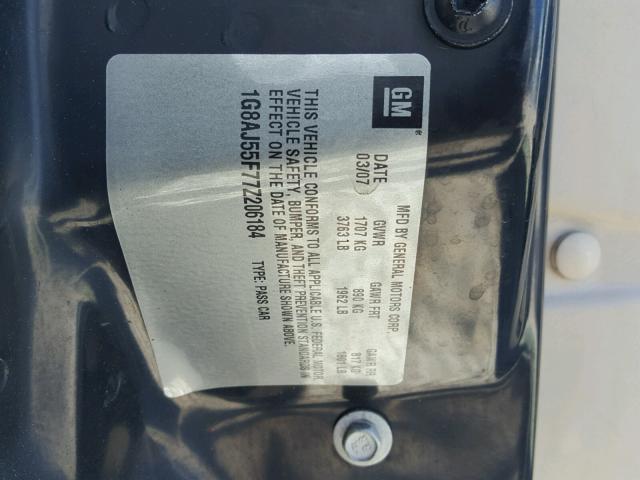 1G8AJ55F77Z206184 - 2007 SATURN ION LEVEL GREEN photo 10