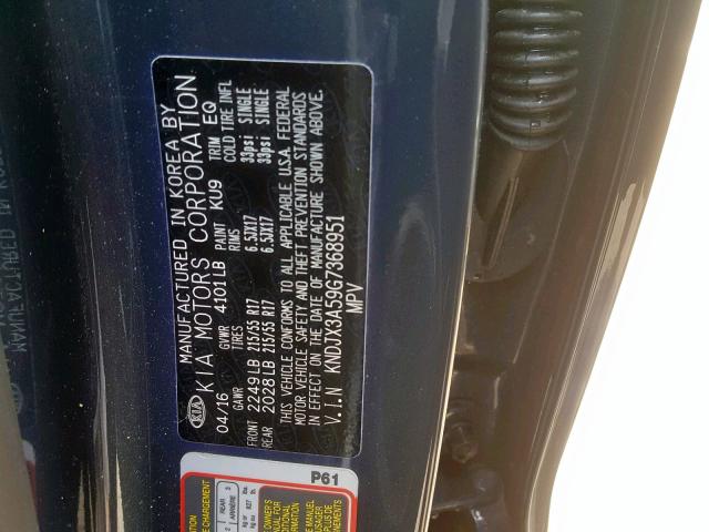 KNDJX3A59G7368951 - 2016 KIA SOUL ! Mavi foto 10