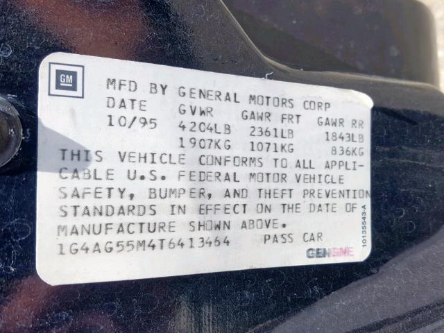 1G4AG55M4T6413464 - 1996 BUICK CENTURY SP BLUE photo 10