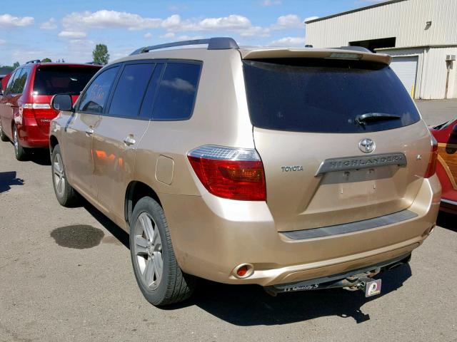 JTEDS43A382020195 - 2008 TOYOTA HIGHLANDER GOLD photo 3