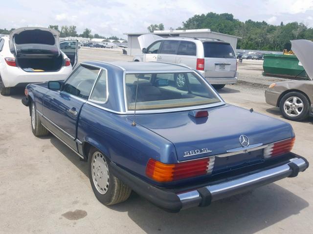 WDBBA48D0GA038898 - 1986 MERCEDES-BENZ 560 SL BLUE photo 3