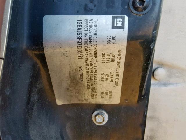 1G8AJ58F97Z103571 - 2007 SATURN ION LEVEL GOLD photo 10