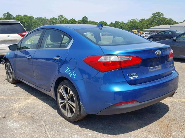 KNAFX4A85E5113029 - 2014 KIA FORTE EX BLUE photo 3