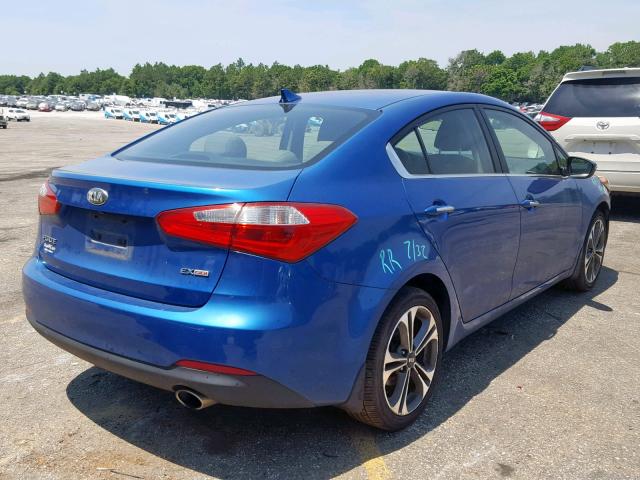 KNAFX4A85E5113029 - 2014 KIA FORTE EX BLUE photo 4