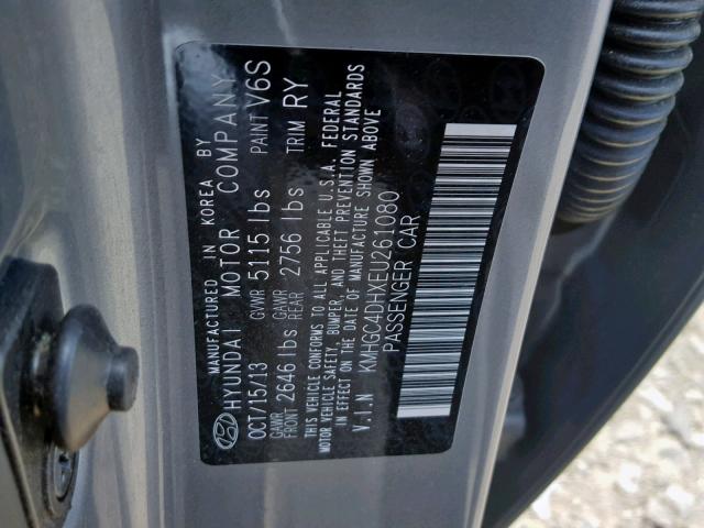 KMHGC4DHXEU261080 - 2014 HYUNDAI GENESIS 5. GRAY photo 10