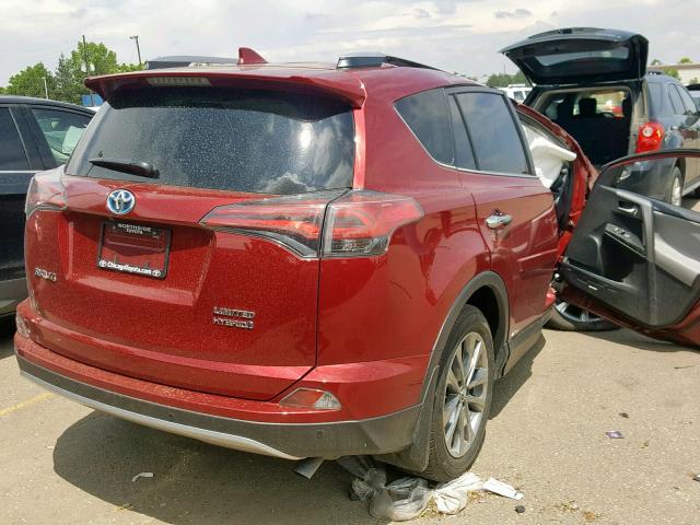 JTMDJREV2JD211332 - 2018 TOYOTA RAV4 HV LI RED photo 4