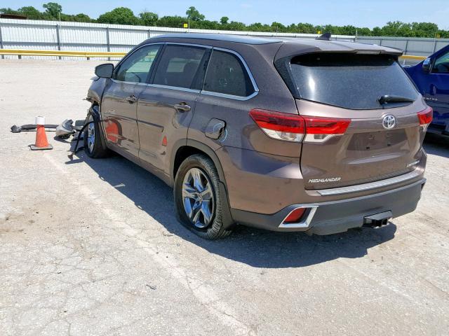 5TDDZRFH6JS485445 - 2018 TOYOTA HIGHLANDER BROWN photo 3