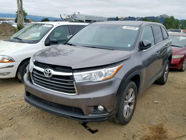 5TDZKRFH6GS186265 - 2016 TOYOTA HIGHLANDER GRAY photo 2