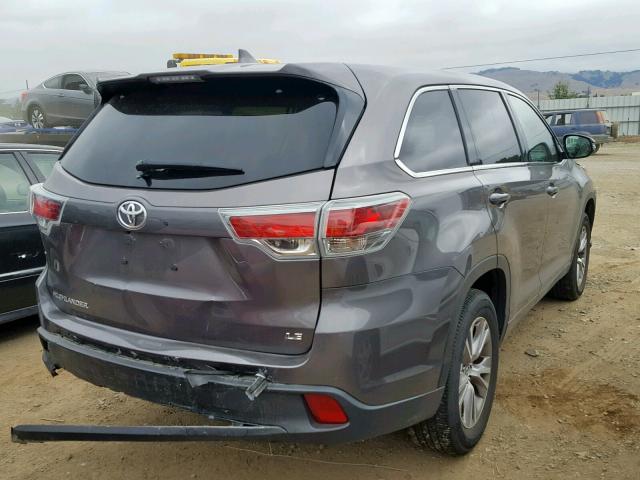 5TDZKRFH6GS186265 - 2016 TOYOTA HIGHLANDER GRAY photo 4