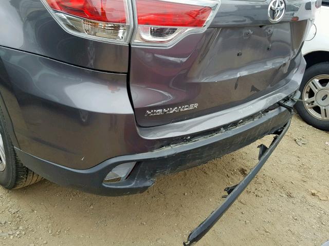 5TDZKRFH6GS186265 - 2016 TOYOTA HIGHLANDER GRAY photo 9